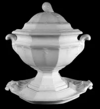 Arched Forget-Me-Not | Elsmore & Forster | Sauce or Soup Tureen Base, Lid, and Underplate | Item | 005