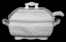 Basketweave with Band | Alfred Meakin | Sauce or Soup Tureen Base, Lid, and Ladle | Item | 002