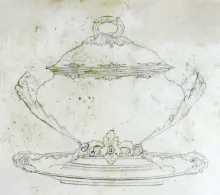 Triple Border_John Ridgway & Co._Sauce or Soup Tureen Base, Lid, and Underplate_KewDrw_001