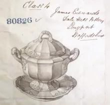 Twin Leaves_James Edwards_Sauce or Soup Tureen Base, Lid, and Underplate_KewItem_001