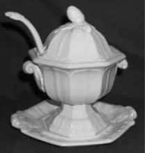 Wrapped Sydenham | William Adams & Sons | Sauce or Soup Tureen Base, Lid, Underplate, and Ladle | Item | 009